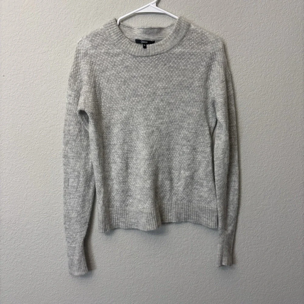 Quince Baby Alpaca Wool Diamond Stitch Crewneck Sweater Gray Size Small Women's